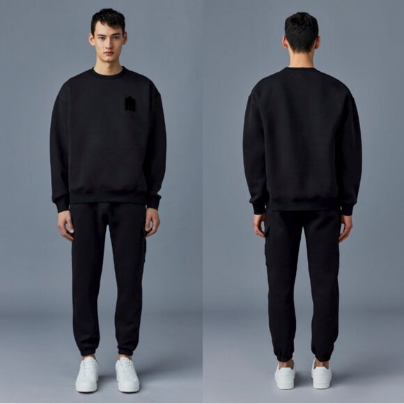 MACKAGE Max-VT Double Face Jersey Crewneck Sweatshirt Black Size 2XL - Picture 1 of 10